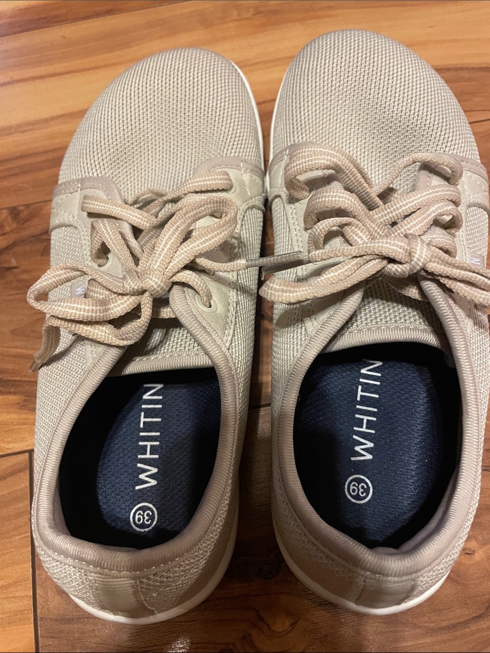 WHITIN Beige Knit Lace-Up Casual Sneakers size 39